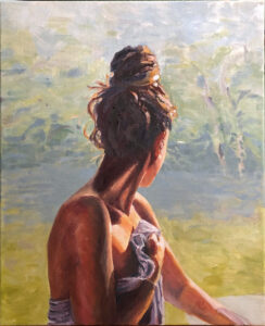 Marie Sörqvist "Maya in the garden" Olja 61x50 cm