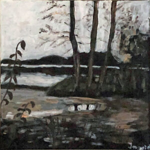 Ingrid Wollersjö "Hästabadet" Akryl 30x30 cm