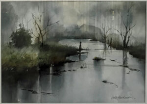 Lotta Backman "Vid vatten" Akvarell 43x53 cm