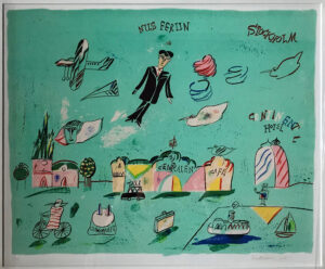 Madeleine Pyk "Nils Ferlin" Litografi 61x53 cm