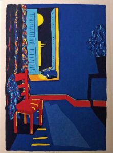 Susan Gillhög "Prata med månen" Serigrafi 50x35 cm