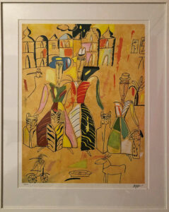 Madeleine Pyk "Söndagspromenad" Litografi 55x68 cm