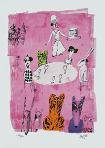 Madeleine Pyk "Festen" Litografi, 40x30 cm