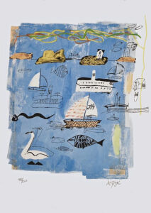 Madeleine Pyk "Lindalssundet" Litografi, 40x30 cm