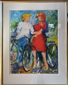 Karl-Erik Höglund "Par med cyklar" Litografi, 50x38 cm